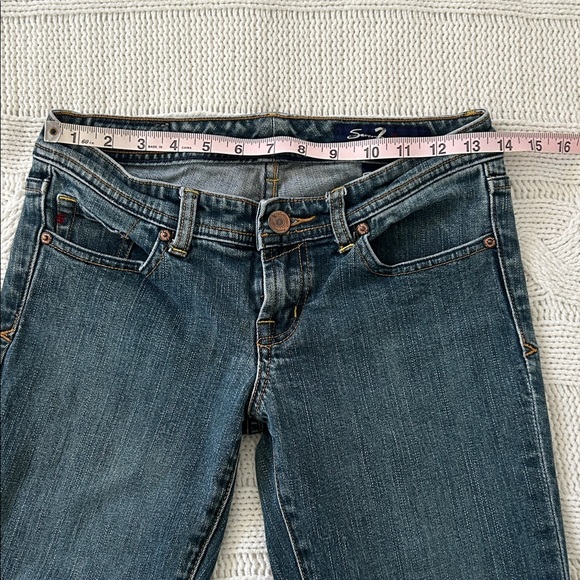 y2k Seven7 Women's Boot Cut Jeans - Blue with Gold Accents - Picture 5 of 10